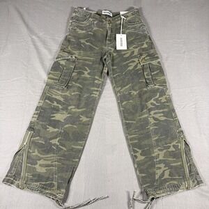 Disclosure Women's Camo Cargo Pants NWT sz 27 Low Rise Wide Leg Baggy Y2K